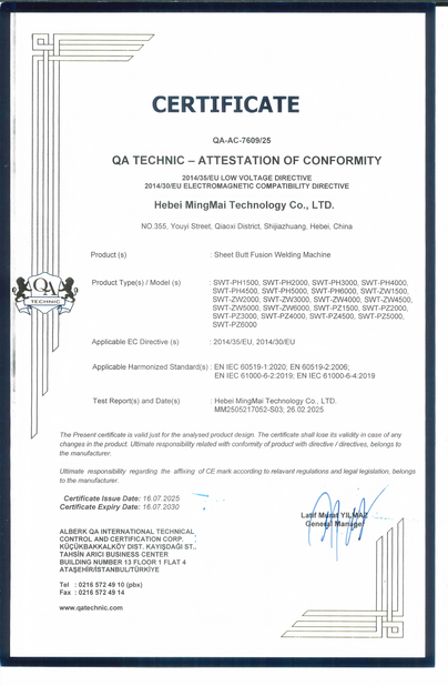 Chine Hebei Boda Plastic Technology Co., Ltd. certifications