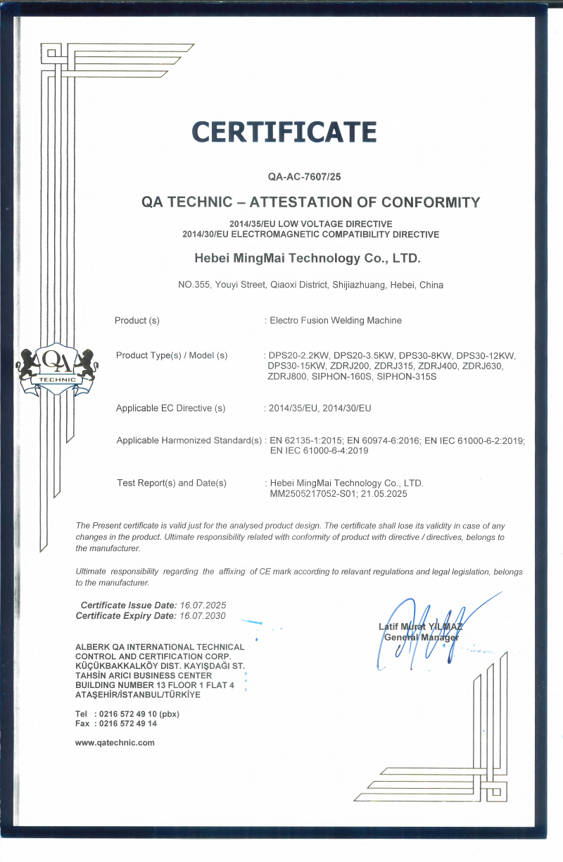 Chine Hebei Mingmai Technology Co.,Ltd Certifications