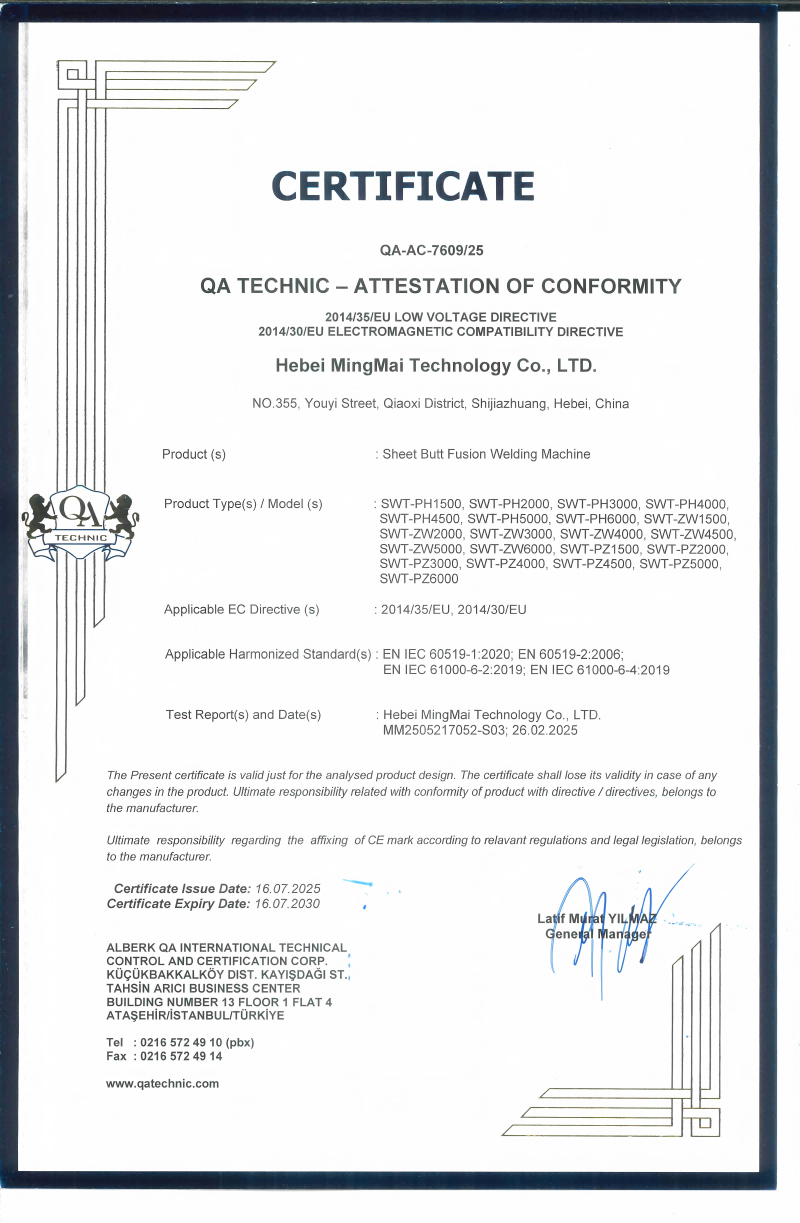 Chine Hebei Mingmai Technology Co.,Ltd Certifications
