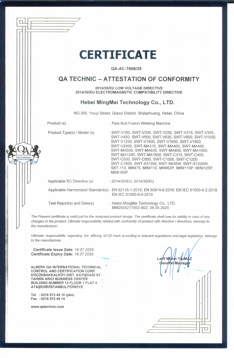 Chine Hebei Mingmai Technology Co.,Ltd Certifications